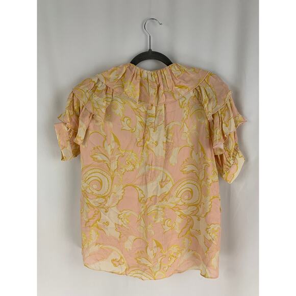 Ted Baker Frisis MIB Frill Printed Top Light Yellow Womens Size 2 Ted Size 0 - Picture 13 of 14